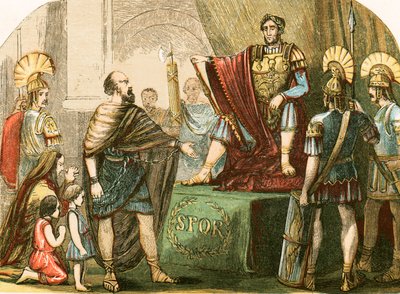 Caractacus Before the Roman Emperor Claudius by English School